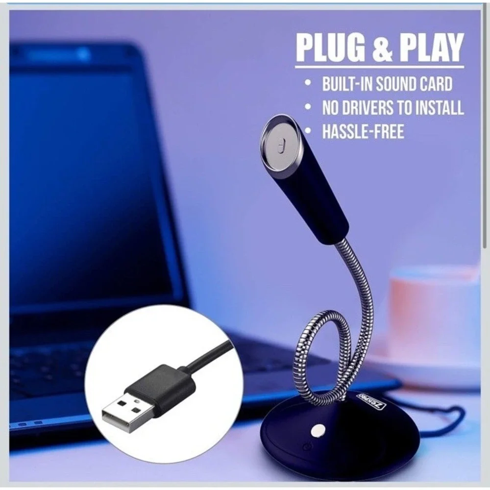 ZekPro USB Microphone for Computer Plug & Play Zoom Podcast Conference Meetings